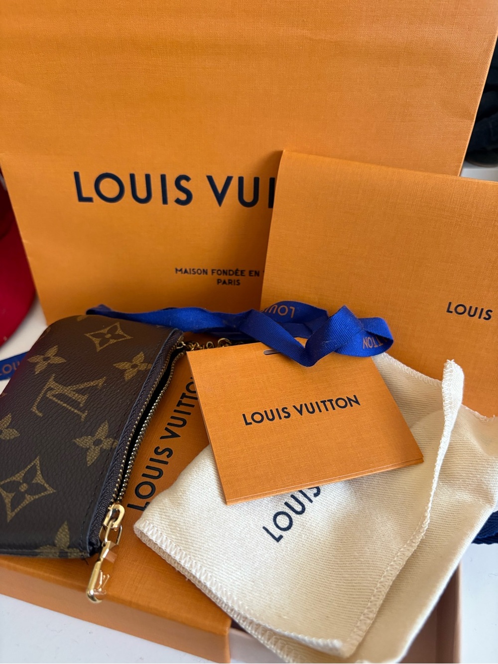 Louis Vuitton Brown Monogram Key & Card Pouch with Gold Hardware